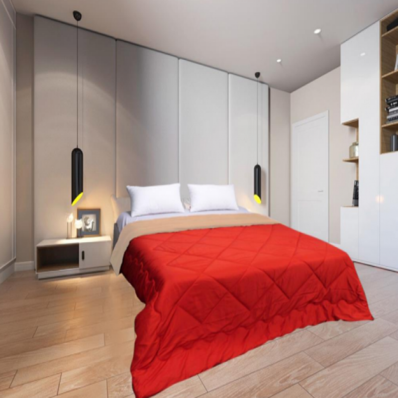 Beige & Red Reversible Duvet Comforter For Single Bed
