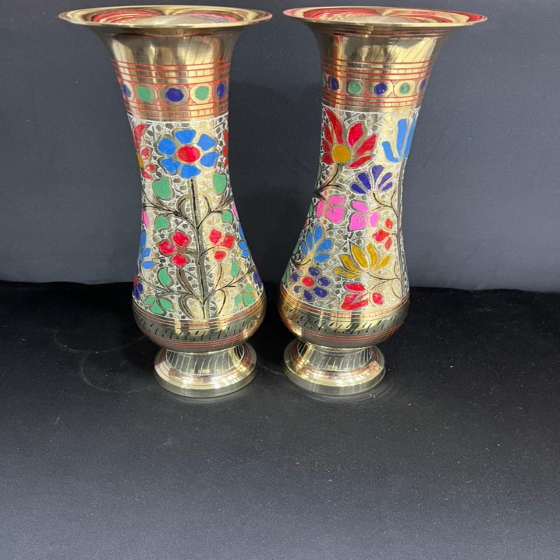 Pure Brass Hand Crafted Flower Pot Pair