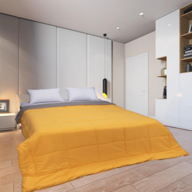 Reversible Duvet Comforter Grey & Yellow For Double Bed