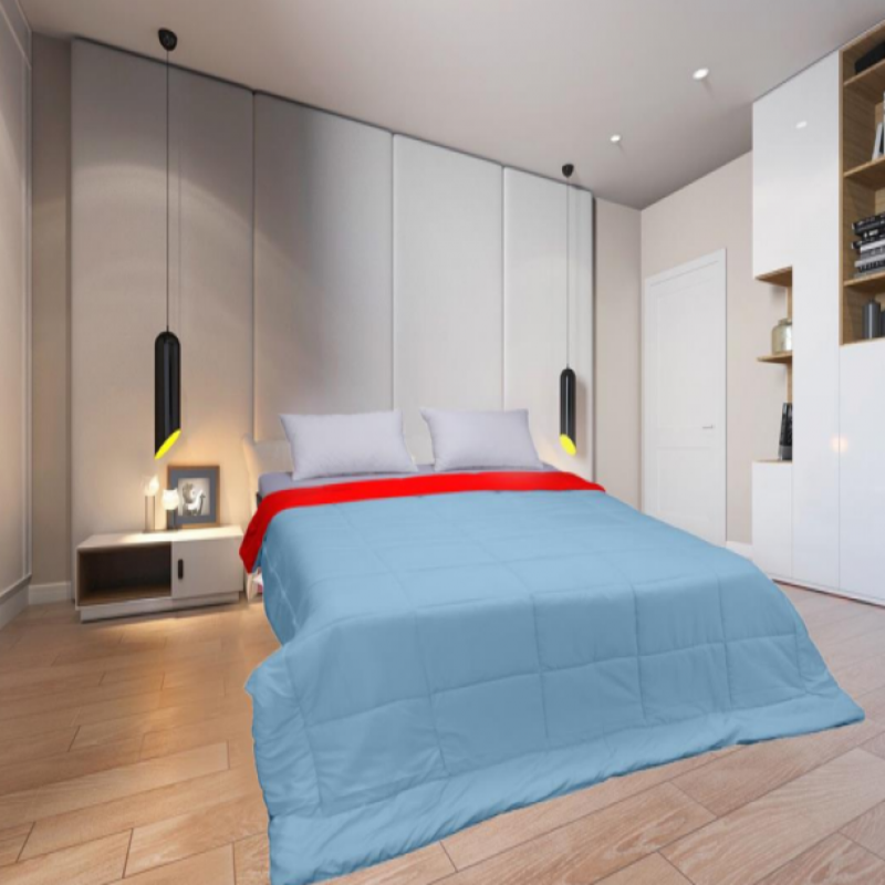 Reversible Duvet Comforter Red & Blue For Single Bed
